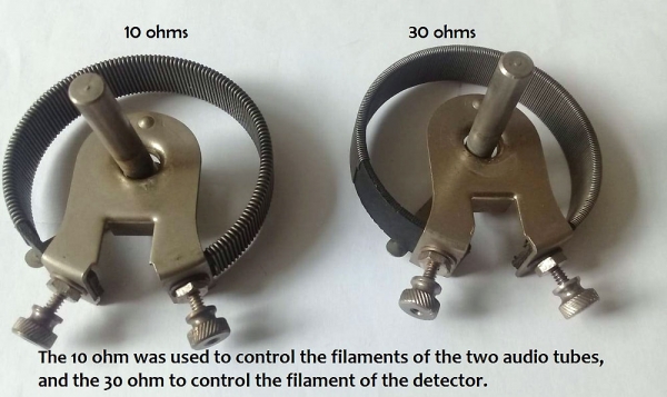 10 and 30 Ohm to control the filaments