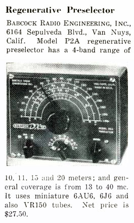 Regenerative Preselector note in Electronics 8 1948