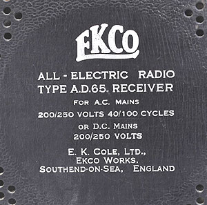 Ekco bakelite round model label